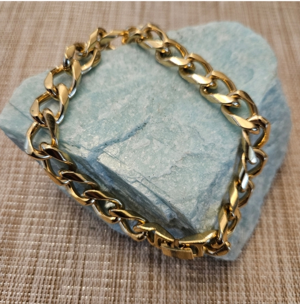 Vintage men's bracelet goldtone strong chain